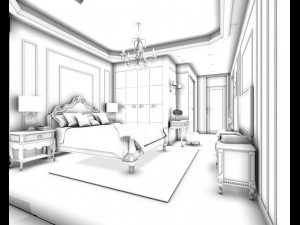 bedroom - european style -9417 3D Модель