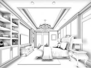 bedroom - european style-9423 3D Model