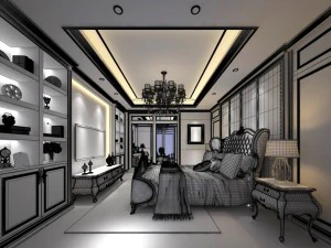 bedroom - european style-9423 3D Model