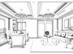 bedroom - european style-9423 3D Model