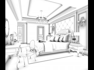 bedroom - european style-9425 Model 3D
