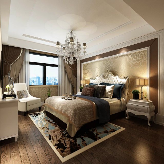bedroom - european style-9427 3D Model .c4d .max .obj .3ds .fbx .stl .blend 