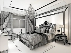 bedroom - european style-9427 3D Model