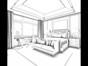 bedroom - european style-9430 3D Model