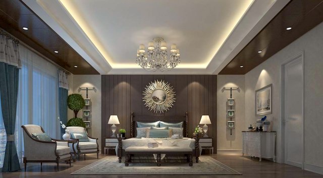 bedroom - european style-9434 3D Модель .c4d .max .obj .3ds .fbx .stl .blend 