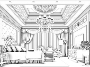 bedroom - european style-9435 Model 3D