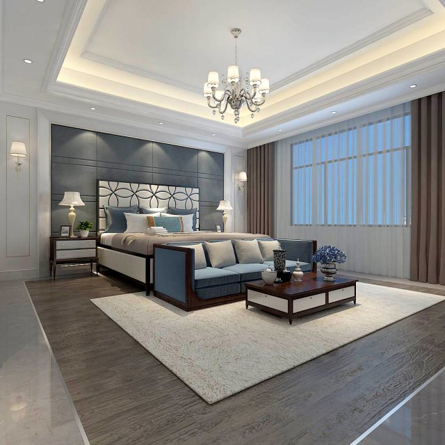 bedroom - european style-9436 3D Model .c4d .max .obj .3ds .fbx .stl .blend 