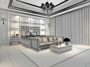 bedroom - european style-9436 3D Model
