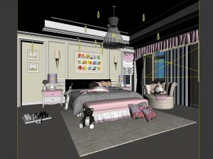 bedroom - european style-9437 3D Model