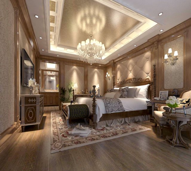 bedroom - european style-9438 3D Model .c4d .max .obj .3ds .fbx .stl .blend 