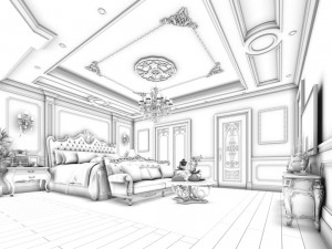 bedroom - european style -9439 Modèle 3D