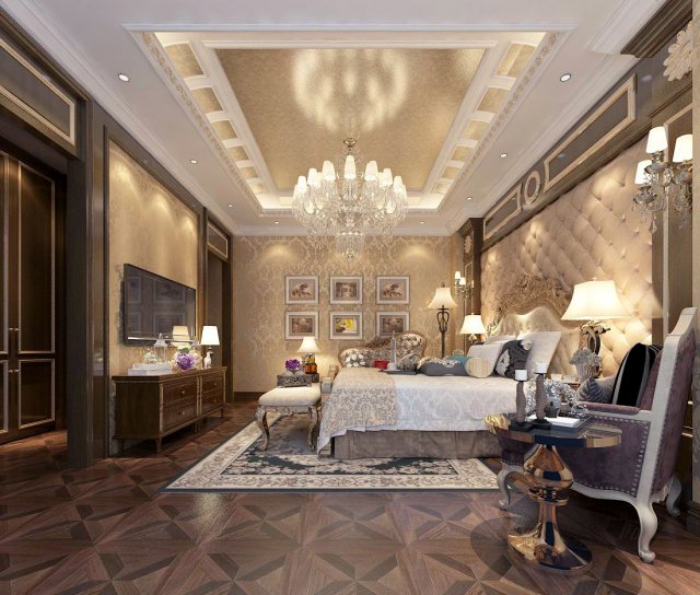 bedroom - european style -9440 3D Модель .c4d .max .obj .3ds .fbx .stl .blend 