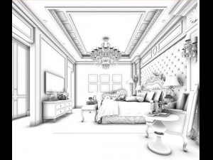 bedroom - european style -9440 3D Model