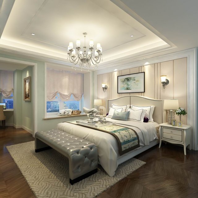 bedroom - european style -9441 3D Model .c4d .max .obj .3ds .fbx .stl .blend 