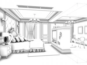 bedroom - european style -9442 3D Model
