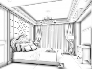bedroom - european style -9443 3D Model