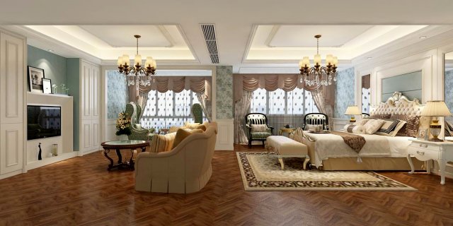 bedroom - european style -9445 3D Model .c4d .max .obj .3ds .fbx .stl .blend