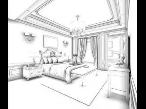 bedroom - european style -9455 3D Model
