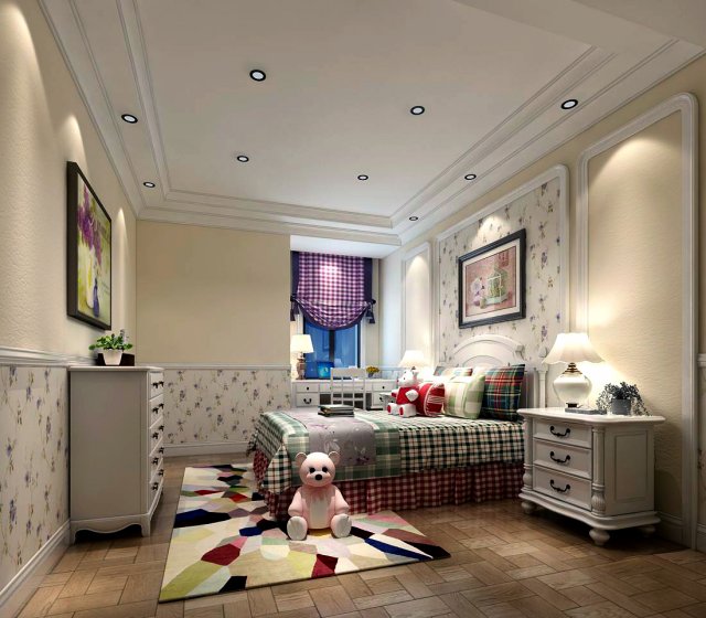bedroom - pastoral style -9401 3Dモデル .c4d .max .obj .3ds .fbx .stl .blend 