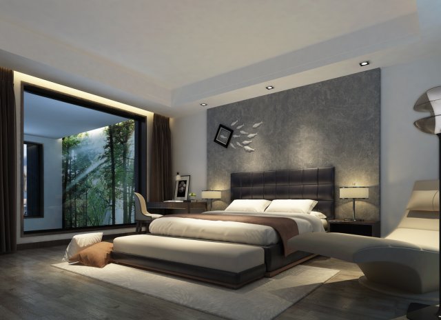 bedroom - modern style - 9428 3D Modell .c4d .max .obj .3ds .fbx .stl .blend