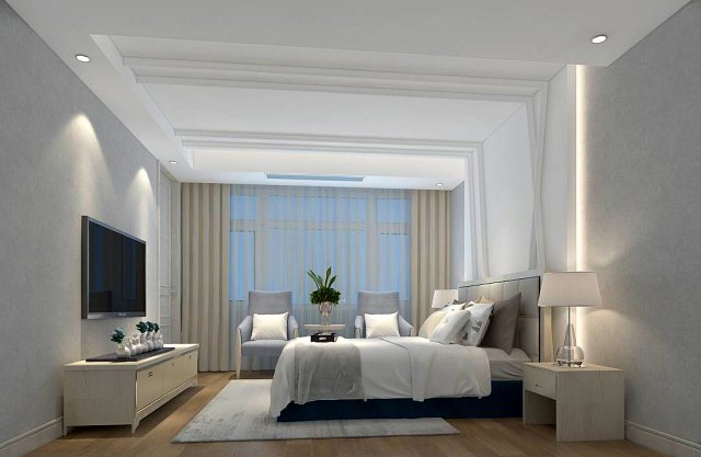 bedroom - modern style -9429 Model 3D .c4d .max .obj .3ds .fbx .stl .blend 