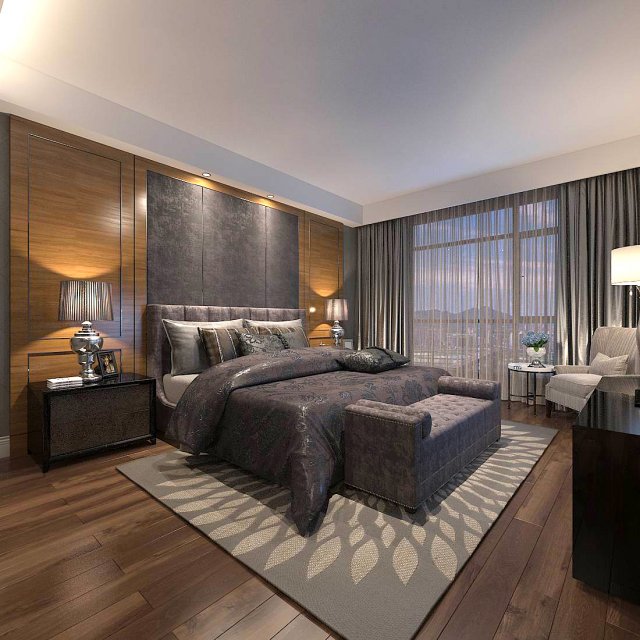 bedroom - modern style -9442 3D Model .c4d .max .obj .3ds .fbx .stl .blend 