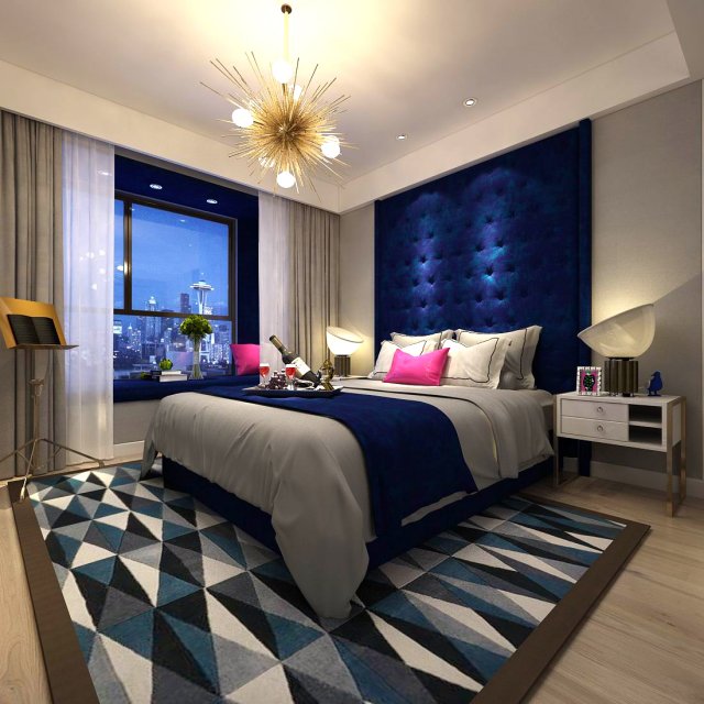 bedroom - modern style -9443 3D Модель .c4d .max .obj .3ds .fbx .stl .blend 