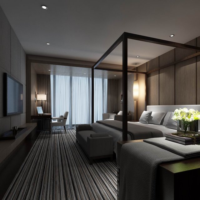 bedroom - modern style -9450 Model 3D .c4d .max .obj .3ds .fbx .stl .blend 