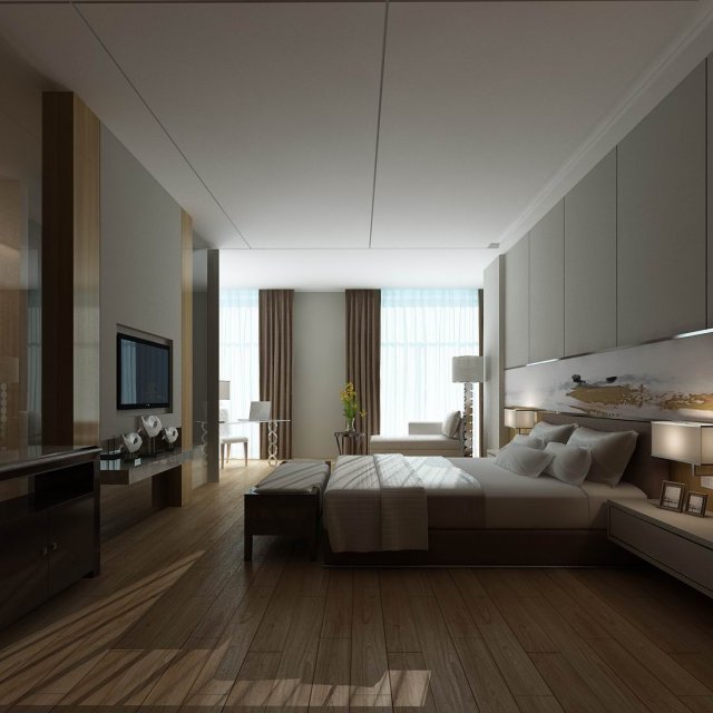 bedroom - modern style -9452 3D Модель .c4d .max .obj .3ds .fbx .stl .blend 