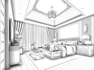bedroom - chinese style -9424 3D Model