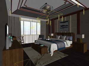 bedroom - chinese style -9432 Model 3D