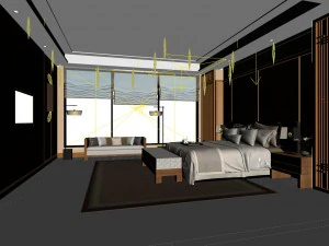 bedroom - chinese style-9433 3D Model
