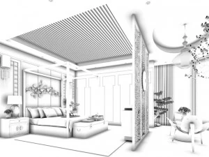 bedroom - chinese style -9440 3D Model