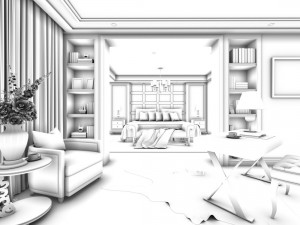 family - office - study room -01 Modèle 3D