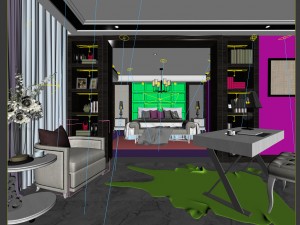 family - office - study room -01 Modèle 3D