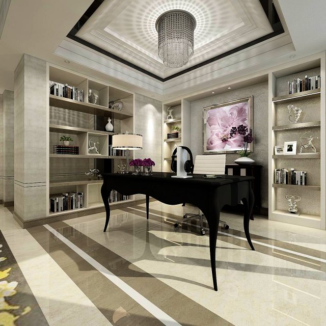 family - office - study room -02 Modèle 3D .c4d .max .obj .3ds .fbx .stl .blend 