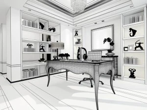 family - office - study room -02 3D Model
