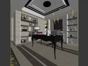 family - office - study room -02 3D Model