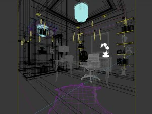 family - office - study room -02 3D Model