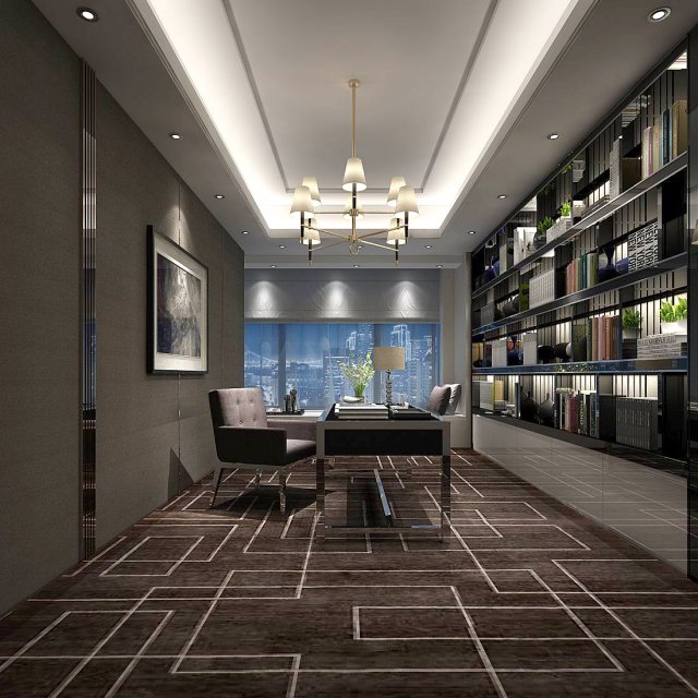 family - office - study room -03 3D-Modell .c4d .max .obj .3ds .fbx .stl .blend 