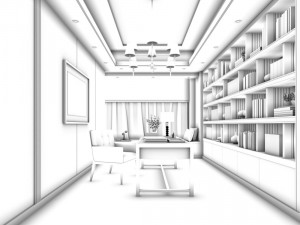 family - office - study room -03 3D-Modell