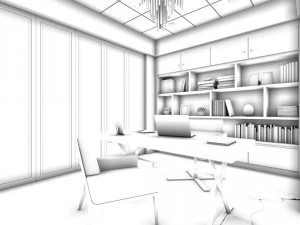 family - office - study room -04 3D Model