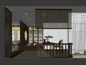 family - office - study room -05 Modelo 3D