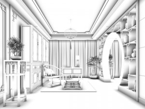 family - office - study room -07 3D Model