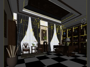 family - office - study room -09 3D Модель