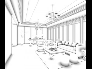 family - office - study room -012 3D-Modell