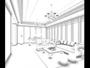 family - office - study room -012 3D Model