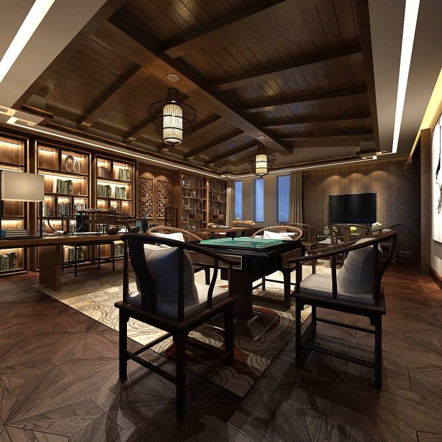 family - office - study room -013 Modello 3D .c4d .max .obj .3ds .fbx .stl .blend 