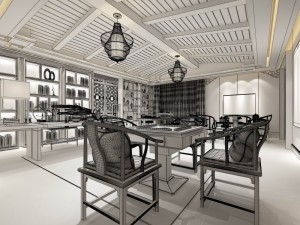 family - office - study room -013 Modello 3D