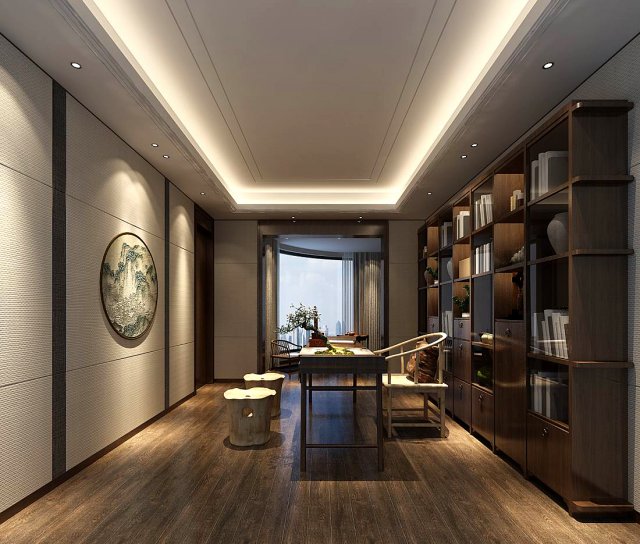 family - office - study room -014 3D Модель .c4d .max .obj .3ds .fbx .stl .blend 